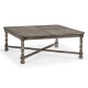 Antique Dark Grey Large Square Parquet Coffee Table