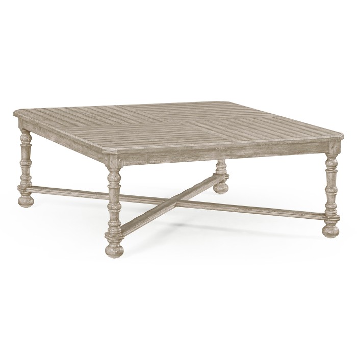 Rustic Grey Large Square Parquet Coffee Table
