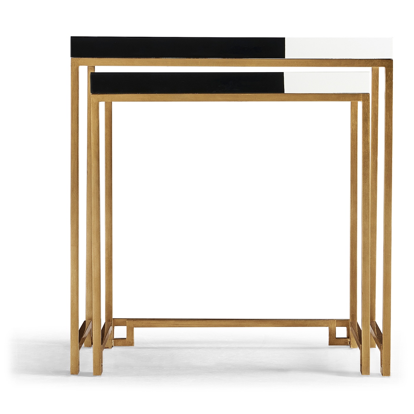 Gilded Iron Nesting Table with Smoky Black and Biancaneve Top