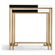 Gilded Iron Nesting Table with Smoky Black and Biancaneve Top