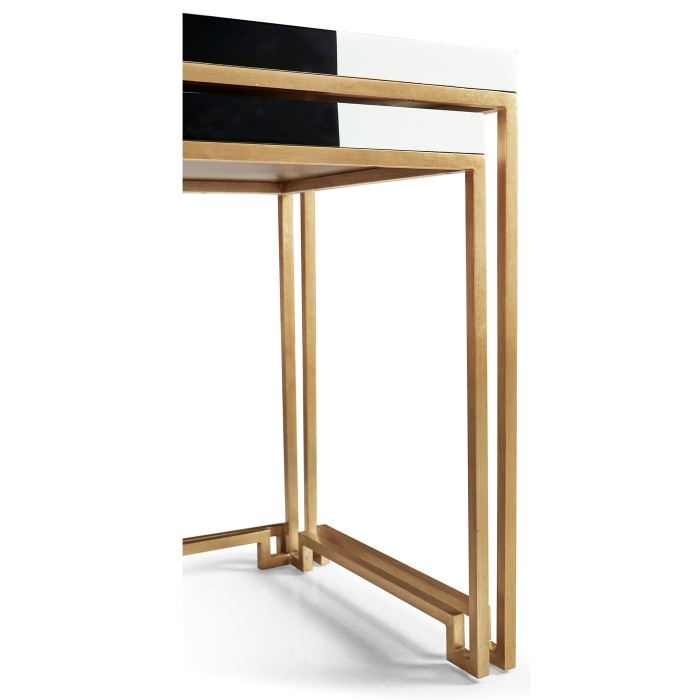 Gilded Iron Nesting Table with Smoky Black and Biancaneve Top