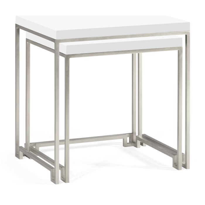Silver Iron Nesting Table with Biancaneve Top