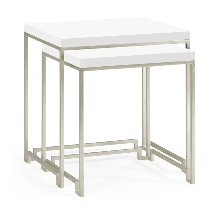 Silver Iron Nesting Table with Biancaneve Top
