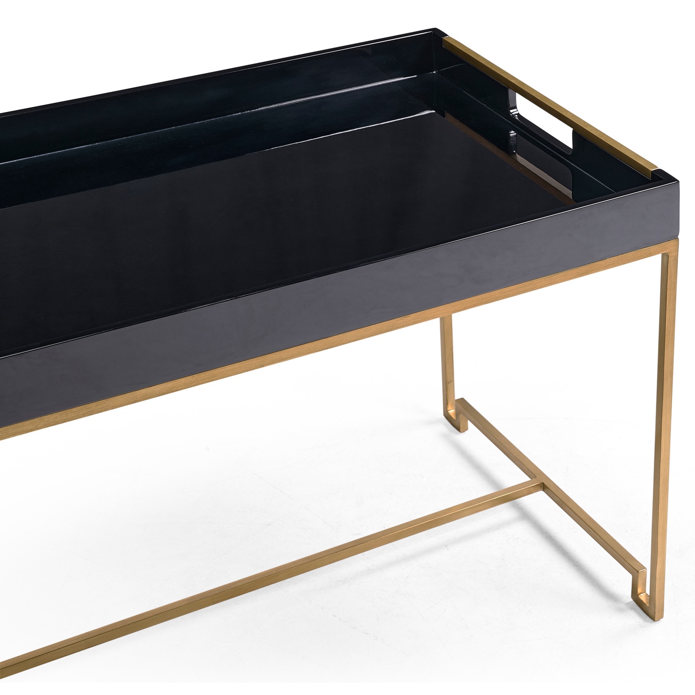 Gilded Iron Tray Table in Smoky Black Top