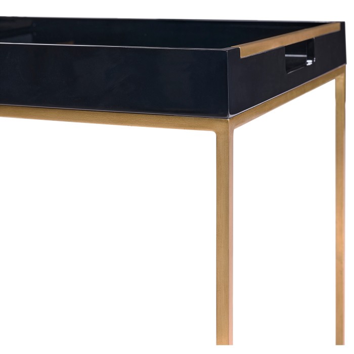 Gilded Iron Tray Table in Smoky Black Top