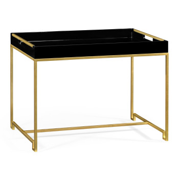 Gilded Iron Tray Table in Smoky Black Top