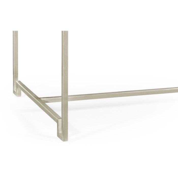 Silver Iron Tray Table in Smoky Black Top