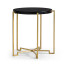Gilded Iron Round Lamp Table with Smoky Black Top