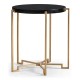 Gilded Iron Round Lamp Table with Smoky Black Top