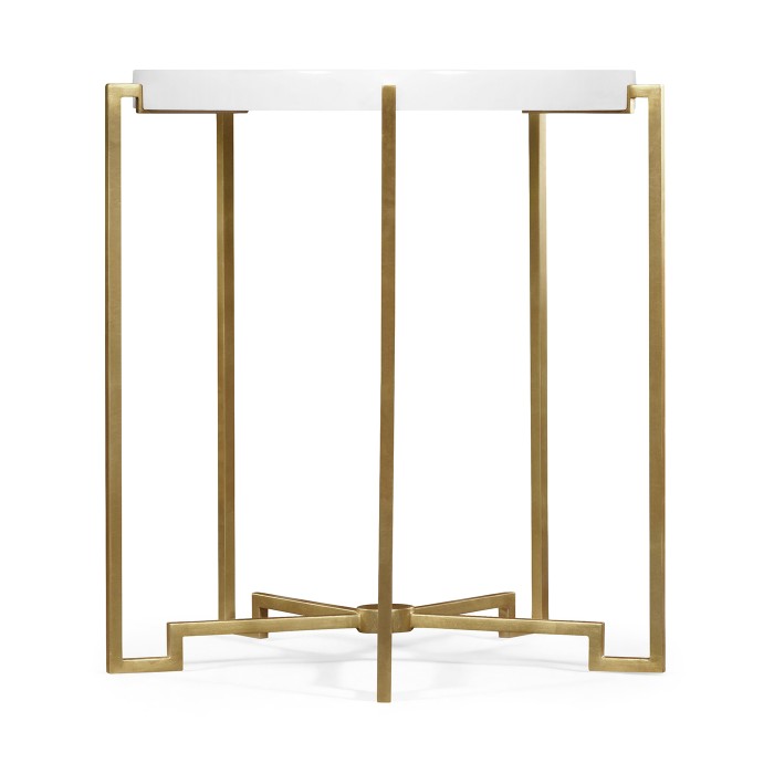 Gilded Iron Round Lamp Table with Biancaneve Top