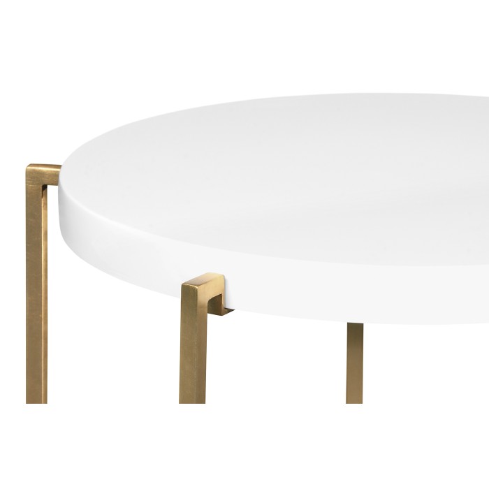 Gilded Iron Round Lamp Table with Biancaneve Top