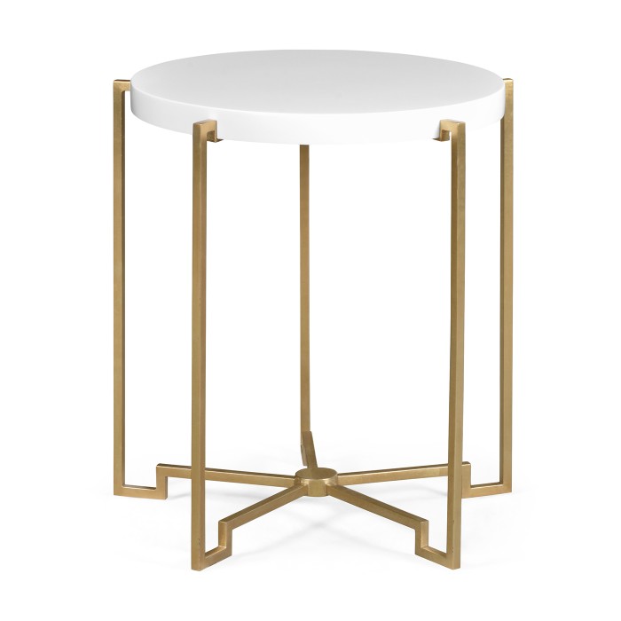 Gilded Iron Round Lamp Table with Biancaneve Top