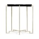 Silver Iron Round Lamp Table with Smoky Black Top