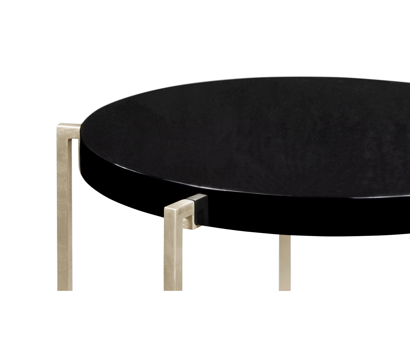 Silver Iron Round Lamp Table with Smoky Black Top