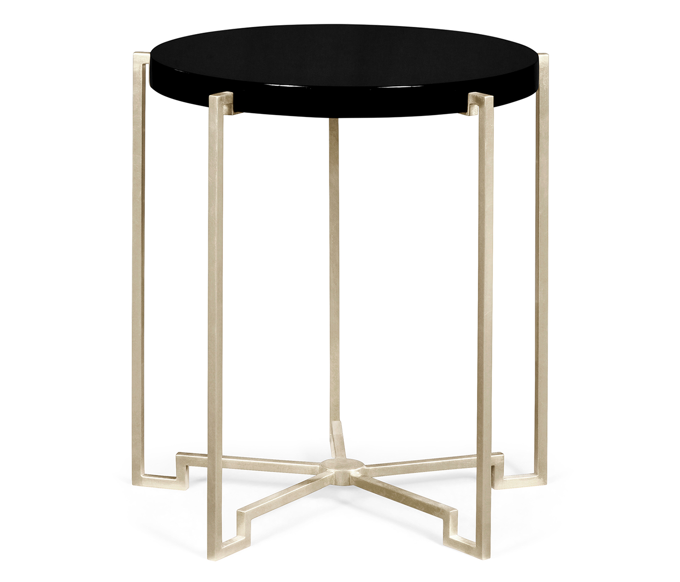 Silver Iron Round Lamp Table with Smoky Black Top