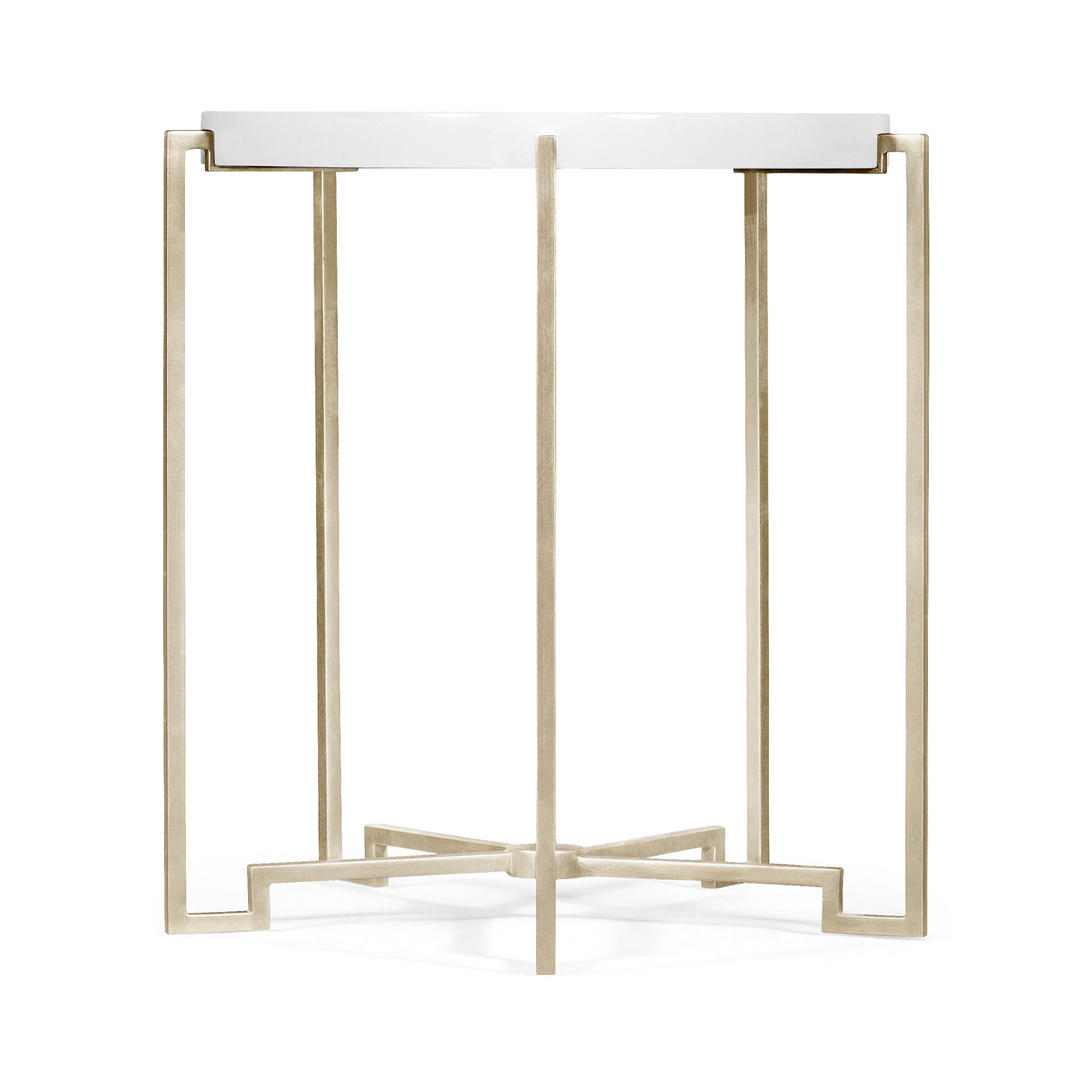 Silver Iron Round Lamp Table with Biancaneve Top