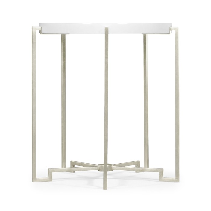 Silver Iron Round Lamp Table with Biancaneve Top
