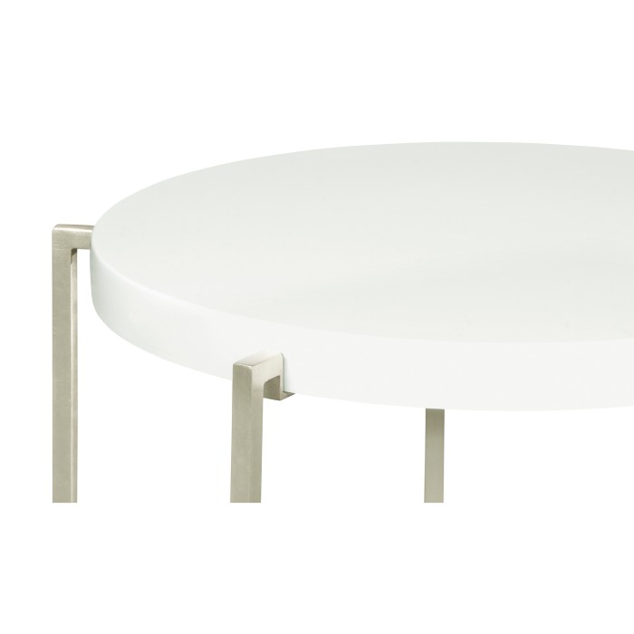 Silver Iron Round Lamp Table with Biancaneve Top
