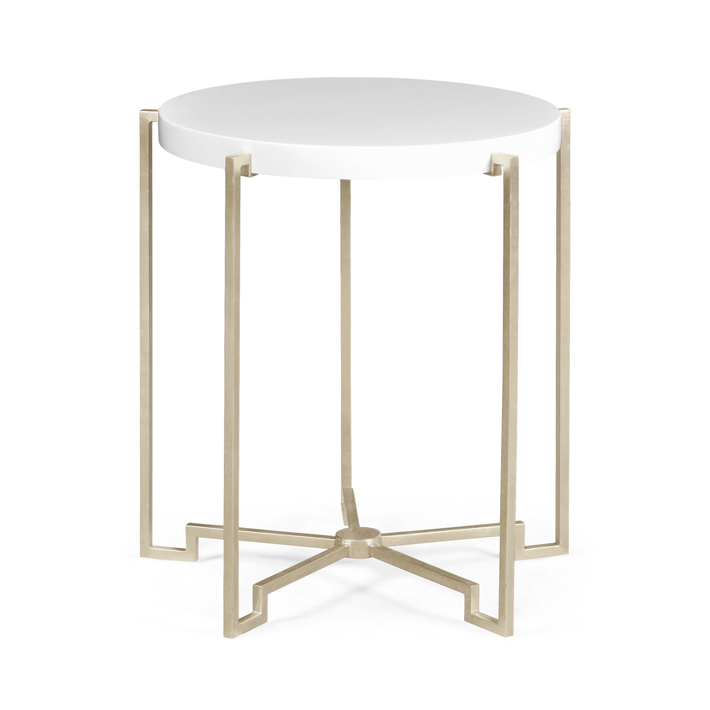 Silver Iron Round Lamp Table with Biancaneve Top