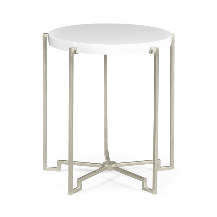 Silver Iron Round Lamp Table with Biancaneve Top