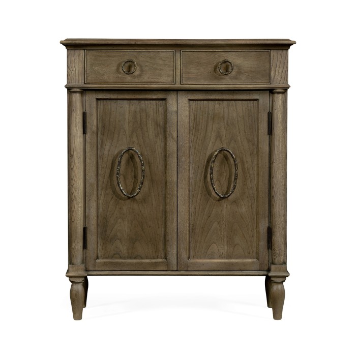Dark Grey Chestnut Narrow Cabinet with Cupboard