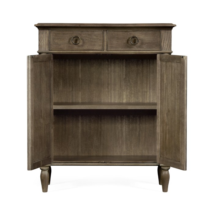 Dark Grey Chestnut Narrow Cabinet with Cupboard