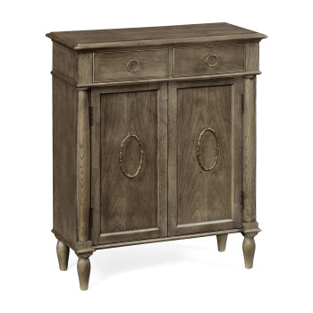 Dark Grey Chestnut Narrow Cabinet with Cupboard