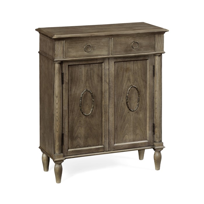 Dark Grey Chestnut Narrow Cabinet with Cupboard