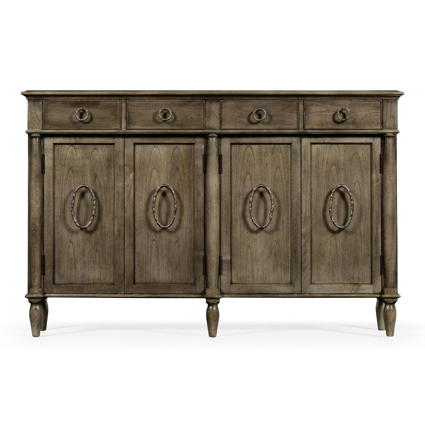 Dark Grey Chestnut Double Narrow Cabinet with Twin Cupboards