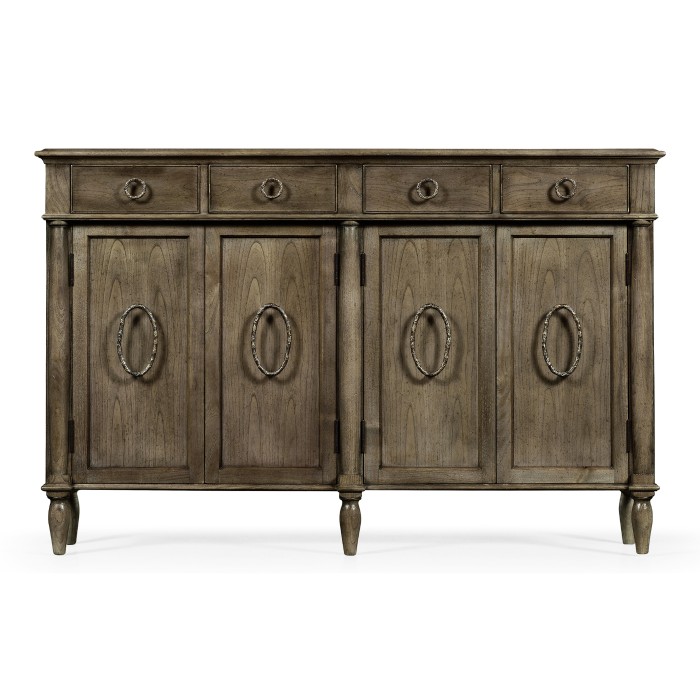 Dark Grey Chestnut Double Narrow Cabinet with Twin Cupboards