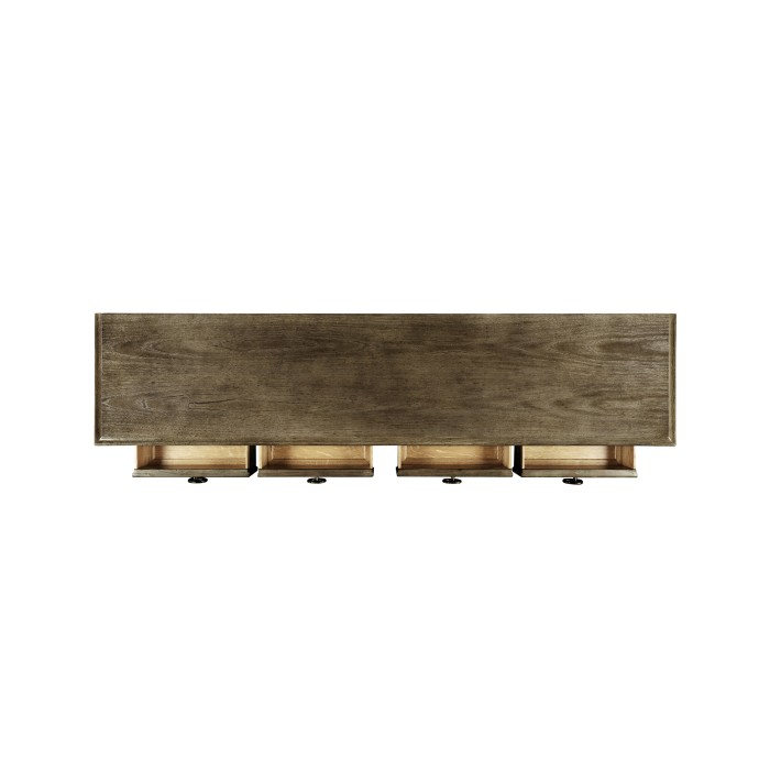Dark Grey Chestnut Double Narrow Cabinet with Twin Cupboards