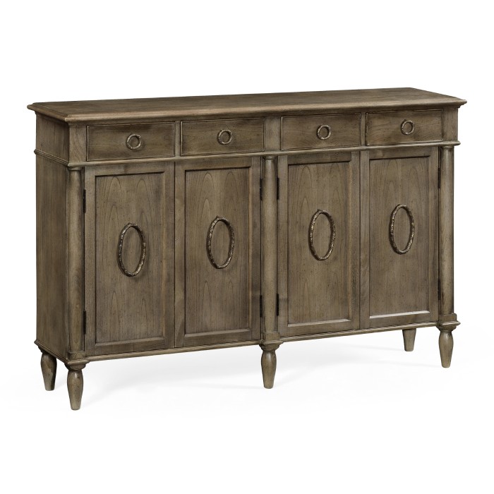 Dark Grey Chestnut Double Narrow Cabinet with Twin Cupboards