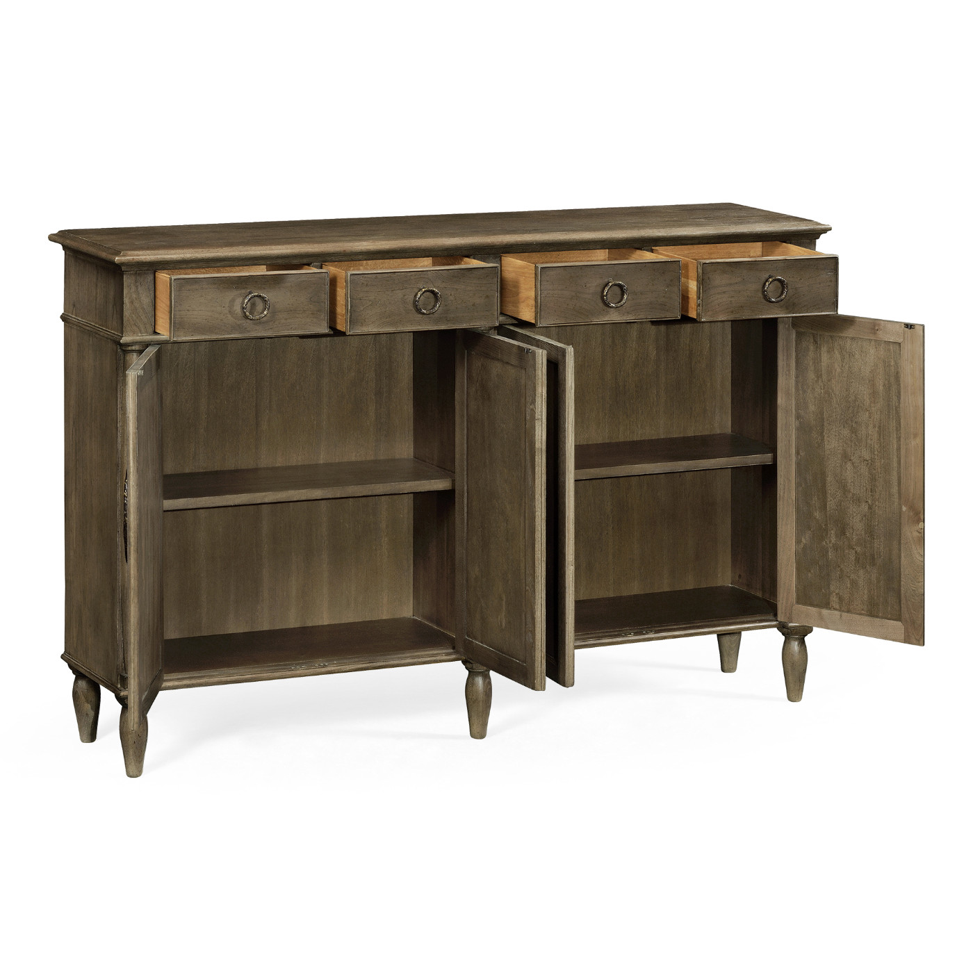 Dark Grey Chestnut Double Narrow Cabinet with Twin Cupboards