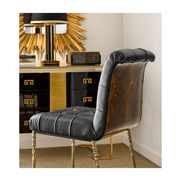 Gilded Iron Chest of Drawers in Smoky Black