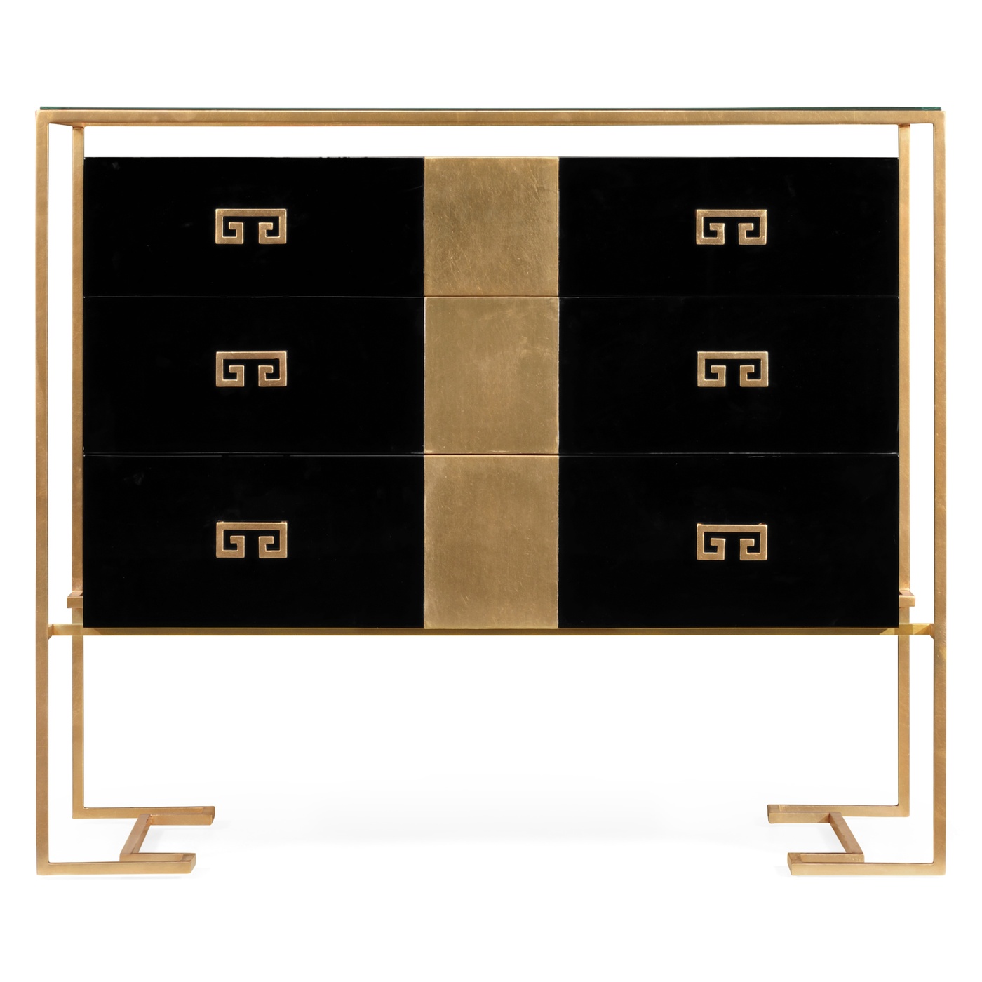 Gilded Iron Chest of Drawers in Smoky Black