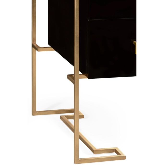 Gilded Iron Chest of Drawers in Smoky Black