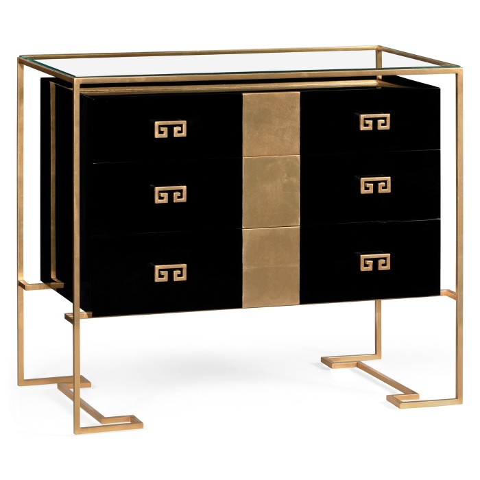 Gilded Iron Chest of Drawers in Smoky Black