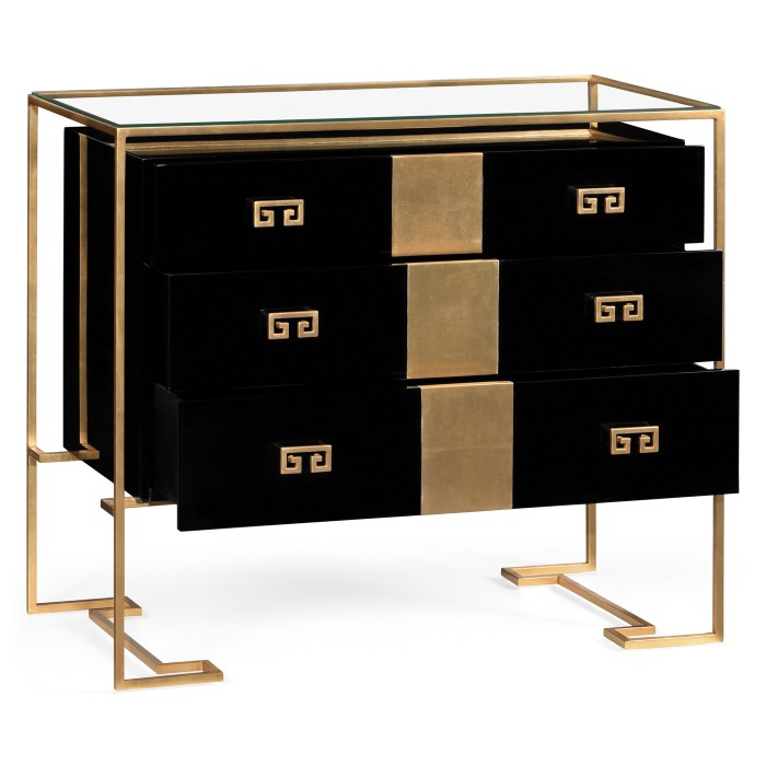 Gilded Iron Chest of Drawers in Smoky Black