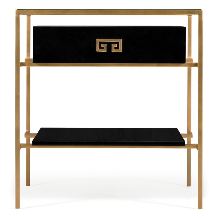 Gilded Iron Side Table in Smoky Black