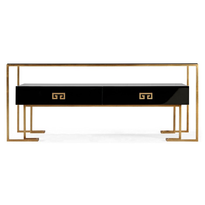 Gilded Iron Coffee Table in Smoky Black