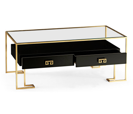 Gilded Iron Coffee Table in Smoky Black