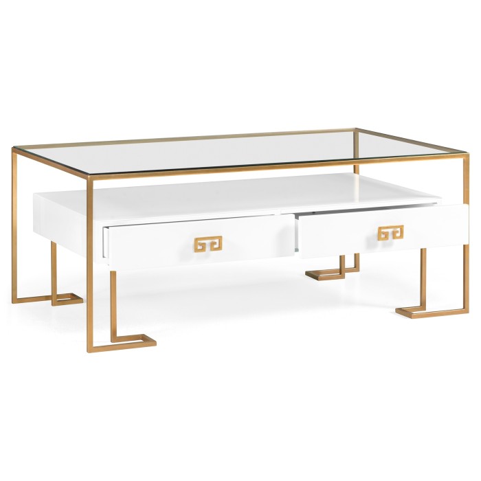 Gilded Iron Coffee Table in Biancaneve