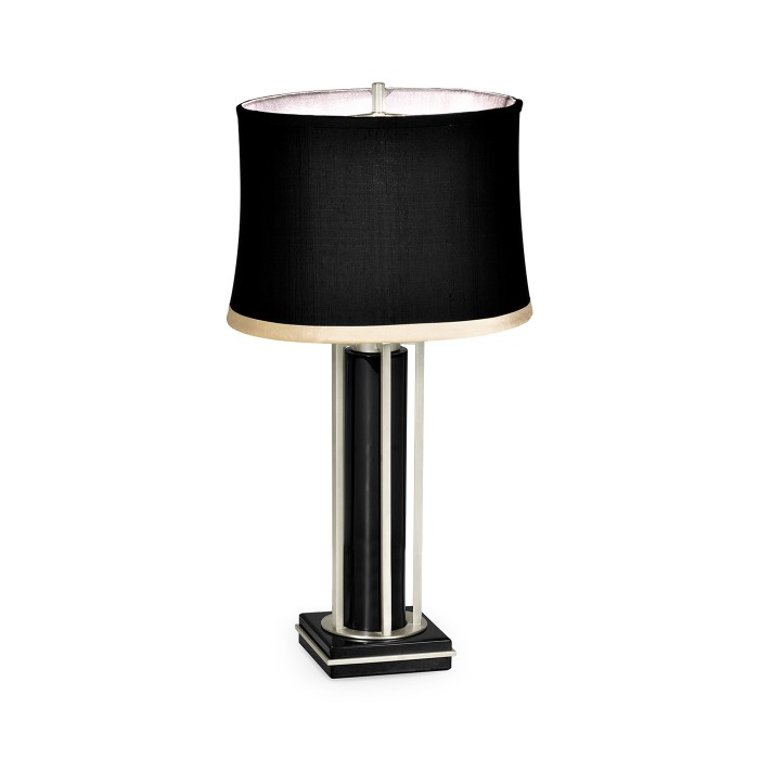 Silver Iron Table Lamp in Smoky Black