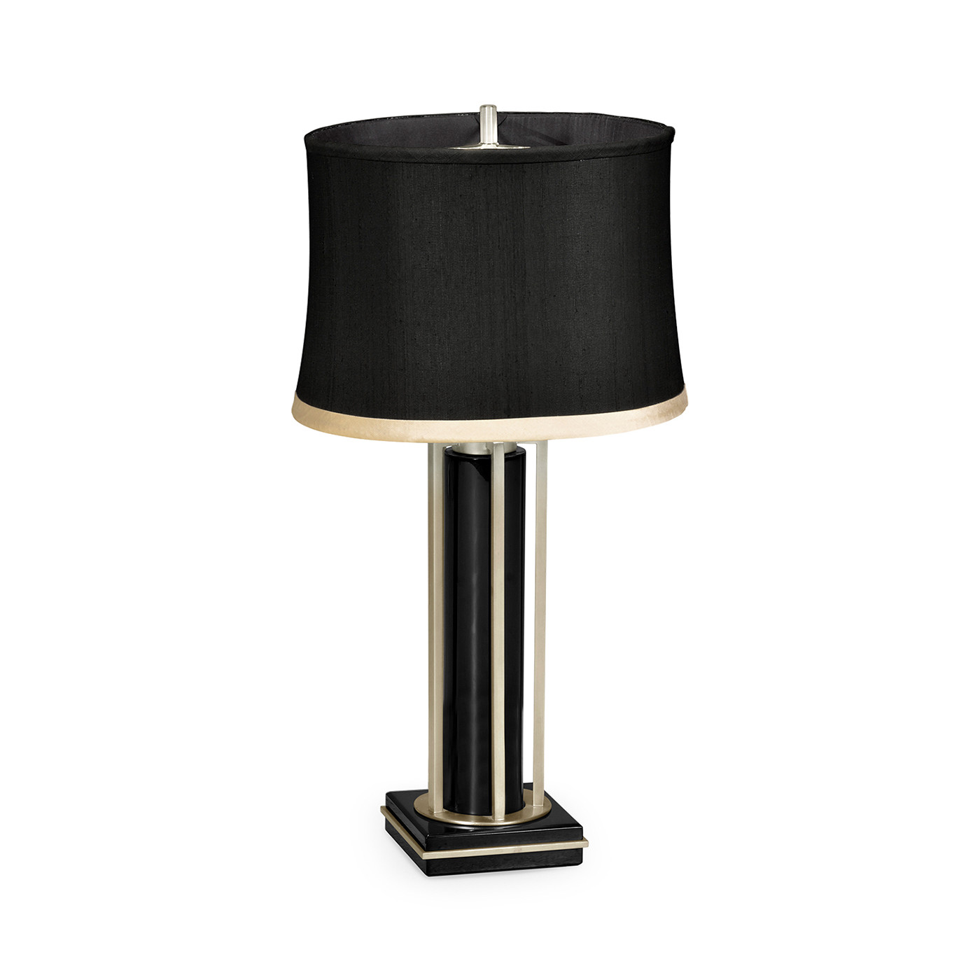 Silver Iron Table Lamp in Smoky Black