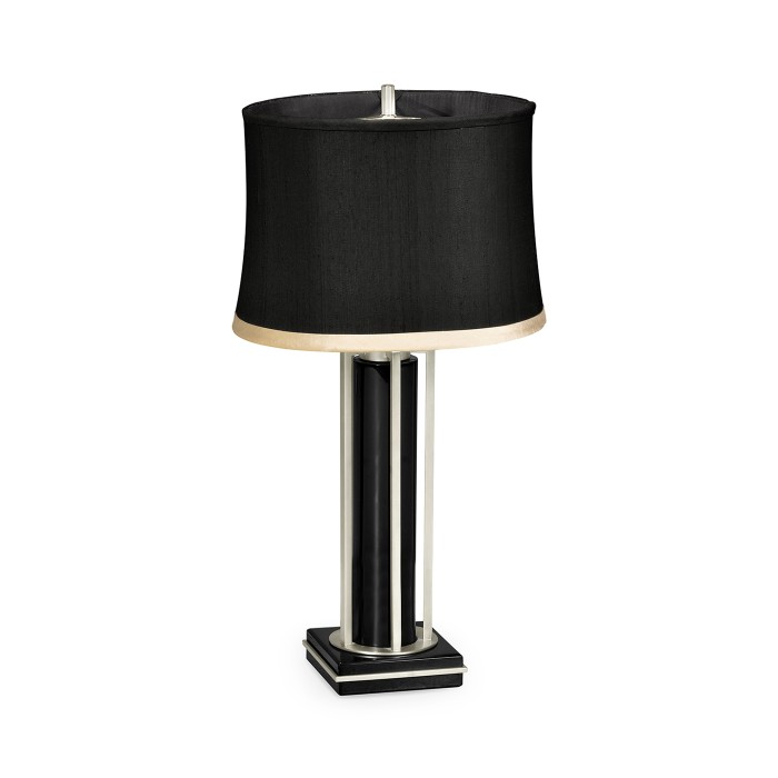 Silver Iron Table Lamp in Smoky Black