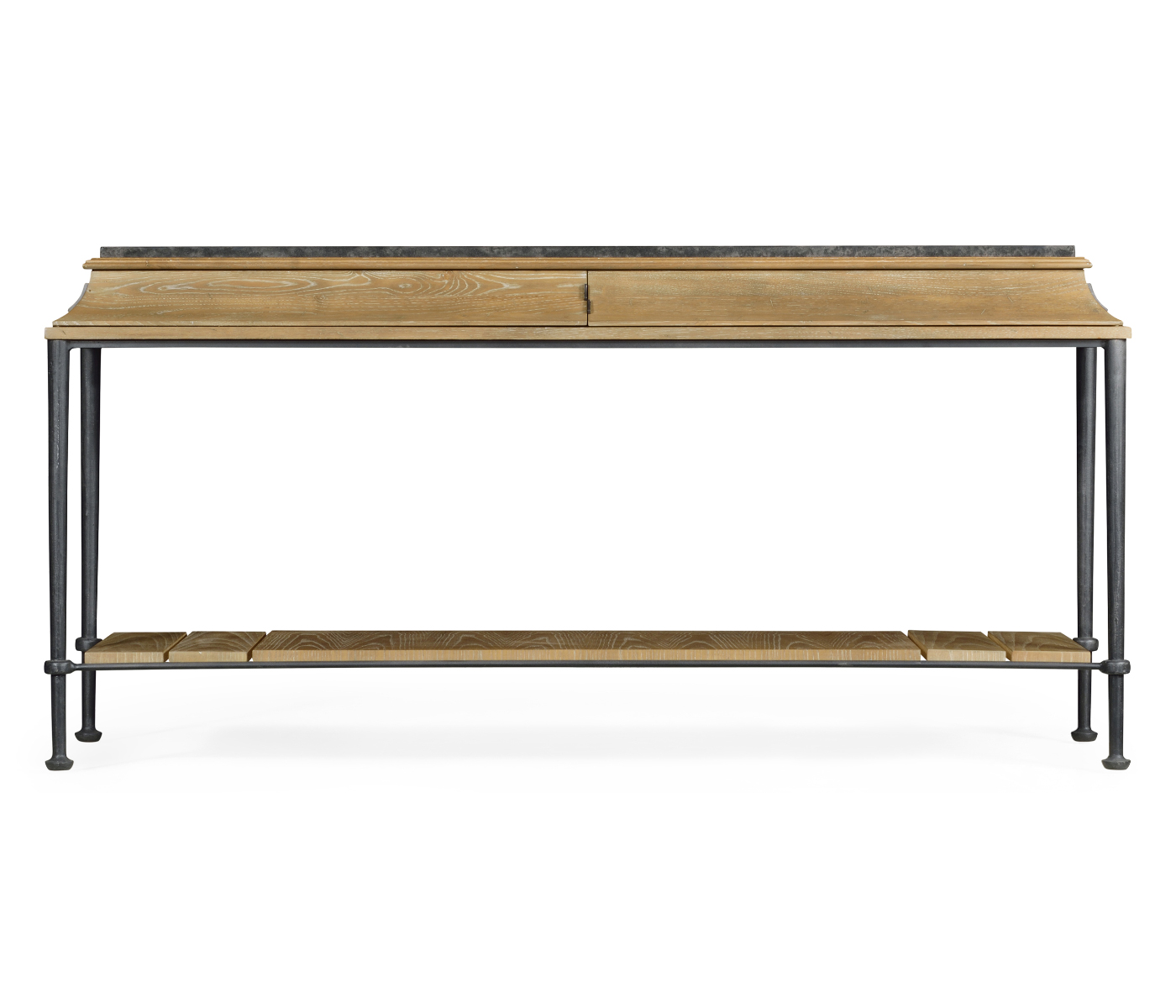 Rectangular Console Table with Iron Base and Slate Top