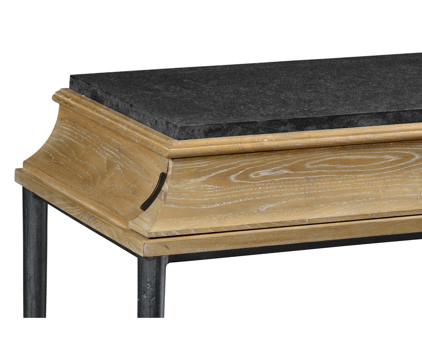 Rectangular Console Table with Iron Base and Slate Top