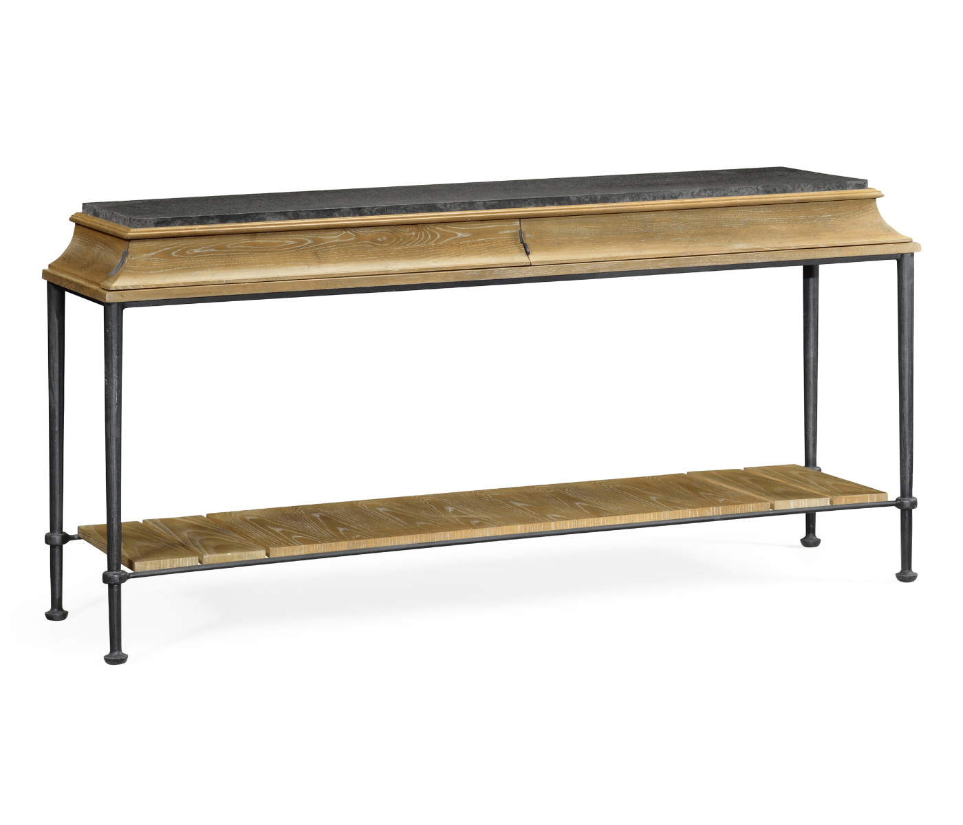 Rectangular Console Table with Iron Base and Slate Top