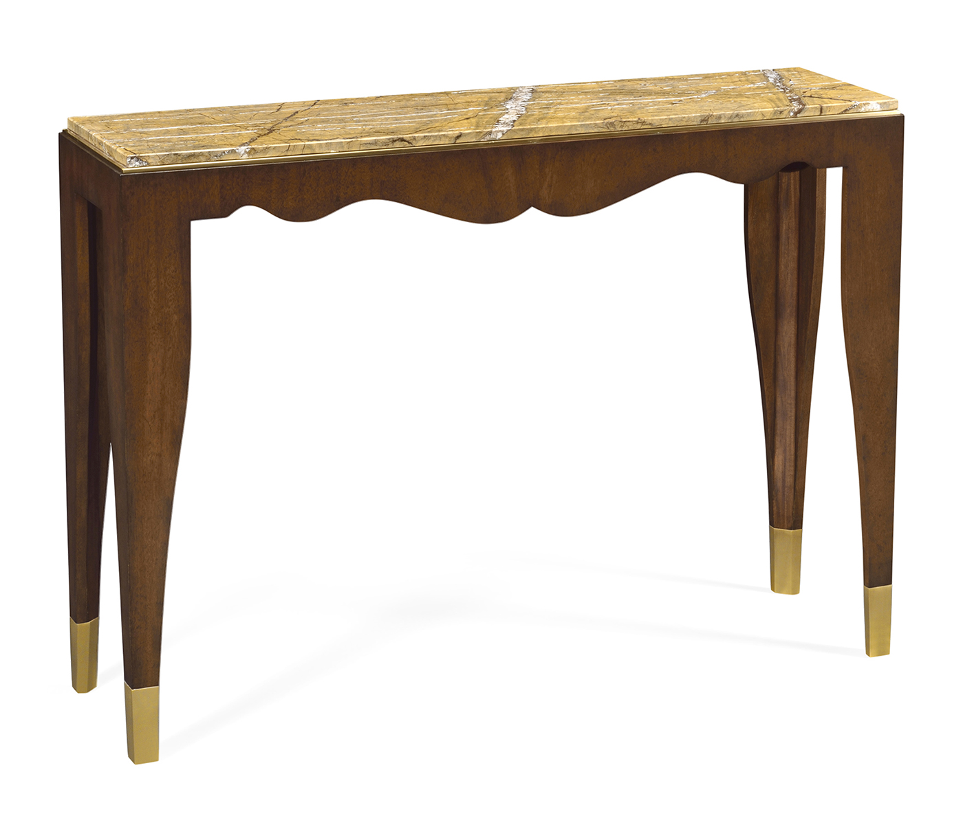 Mahogany console table with Bidasar Gold marble top