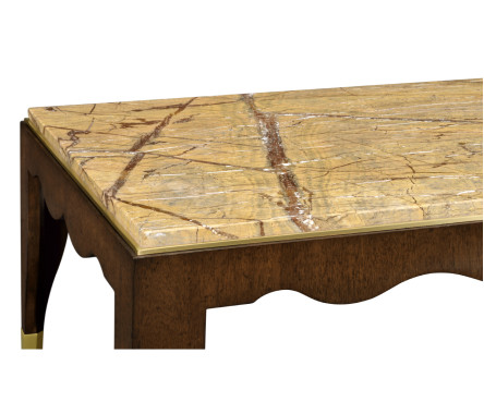 Mahogany coffee table with Bidasar Gold marble top